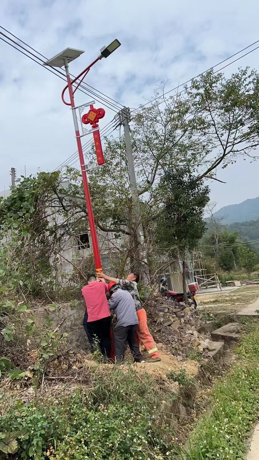 蓝田中国结路灯安装现场